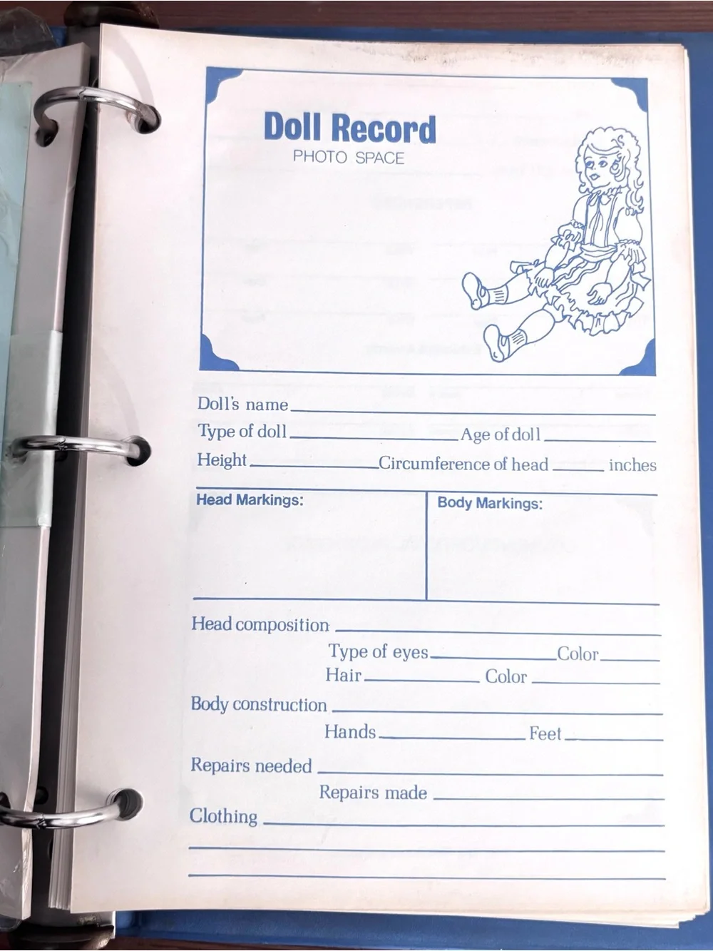 Doll Record Binder Book With Antique Doll Photos Collectors Gide Book 1983